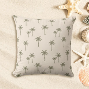 Palm Trees Boho Coastal Farmhouse Bohemian Throw Pillow