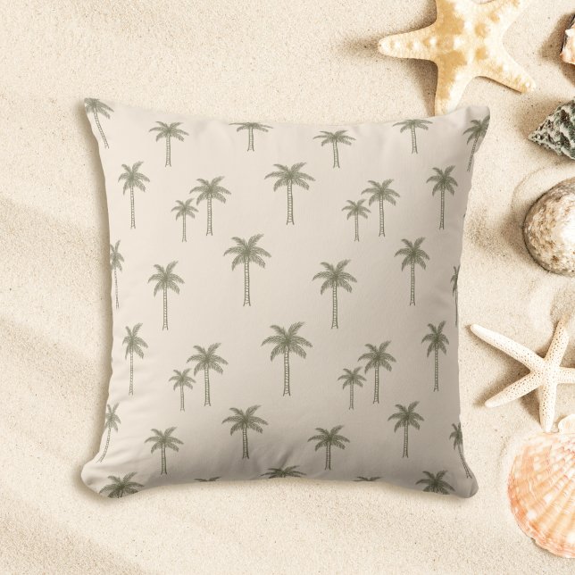 Palm Trees Boho Coastal Farmhouse Bohemian Throw Pillow (Creator Uploaded)