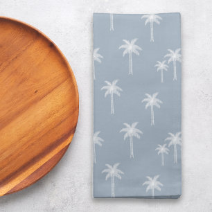Palm Trees Boho Coastal Farmhouse Dusty Blue Cloth Napkin