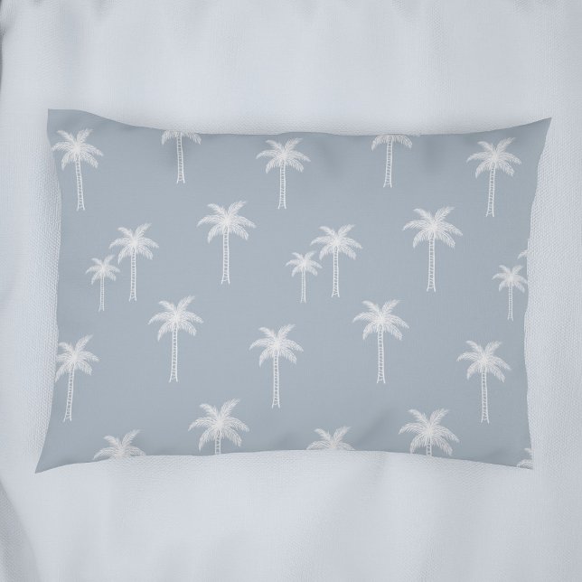 Palm Trees Boho Coastal Farmhouse Dusty Blue Pillow Case (Creator Uploaded)