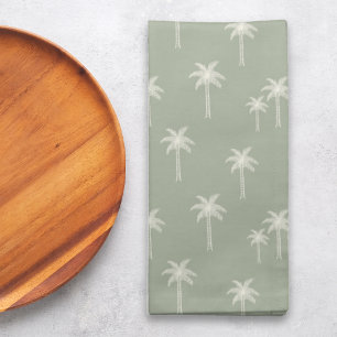 Palm Trees Boho Coastal Farmhouse Muted Sage Green Cloth Napkin