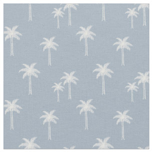 Palm Trees Boho Coastal Tropical Summer Blue Fabric