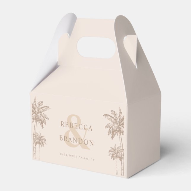 Palm Trees Boho Fall Beach Names Wedding Favor Boxes (Front Side)
