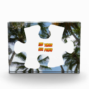 Palm Trees Border Puzzle Piece Cust. Photo Block