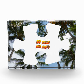 Palm Trees Border Puzzle Piece Cust. Photo Block