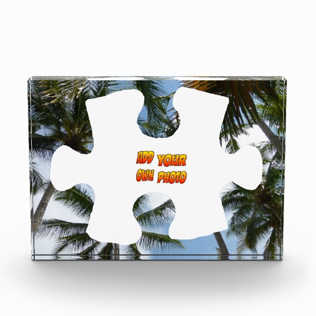 Palm Trees Border Puzzle Piece Cust. Photo Block (Front)