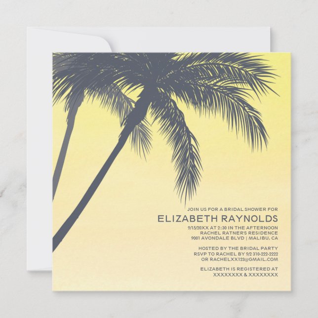 Palm Trees Bridal Shower Invitations (Front)