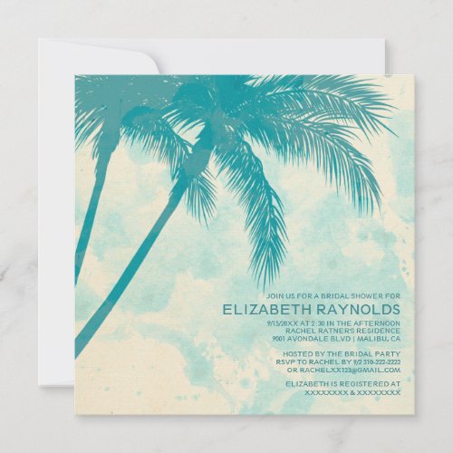 Palm Trees Burlap Bridal Shower Invitations