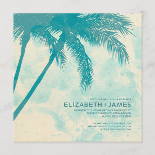 Palm Trees Burlap Wedding Invitations