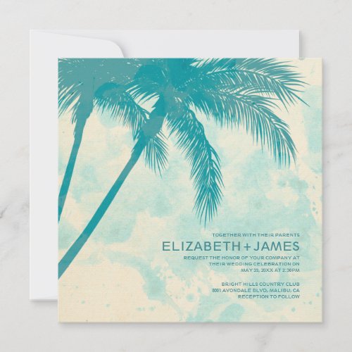 Palm Trees Burlap Wedding Invitations