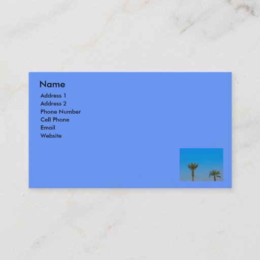 Customizable palm trees business cards
