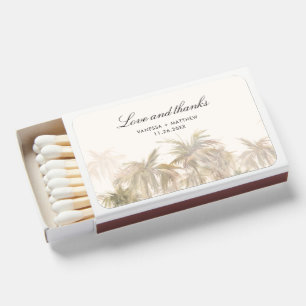 Palm Trees Calligraphy Beach Wedding Thank You Matchboxes