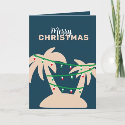 Palm Trees  Christmas Lights with Photo Holiday Card
