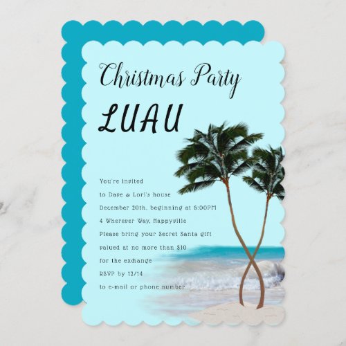 Palm Trees Christmas Luau Party Invitation
