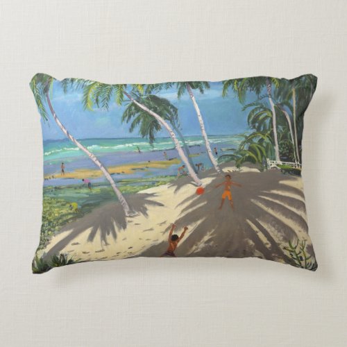 Palm trees Clovelly beach Barbados 2013 Decorative Pillow