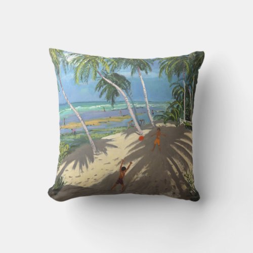 Palm trees Clovelly beach Barbados 2013 Throw Pillow
