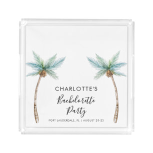 Palm Trees Coastal Bachelorette Party Acrylic Tray