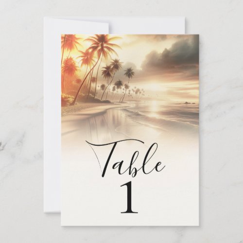 Palm Trees Coastal Beach Sunrise Table Number