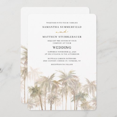 Palm Trees Coastal Destination Wedding Invitation