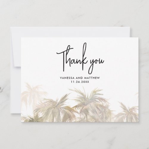 Palm Trees Coastal Hand_Lettered Wedding Thank You
