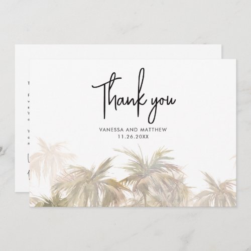 Palm Trees Coastal Hand_Lettered Wedding Thank You Card