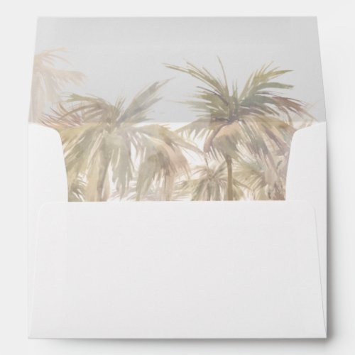 Palm Trees Coastal Watercolor Wedding Envelope