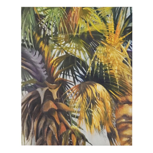 Palm Trees Colorful Impressionistic Painting Faux Canvas Print (Front)