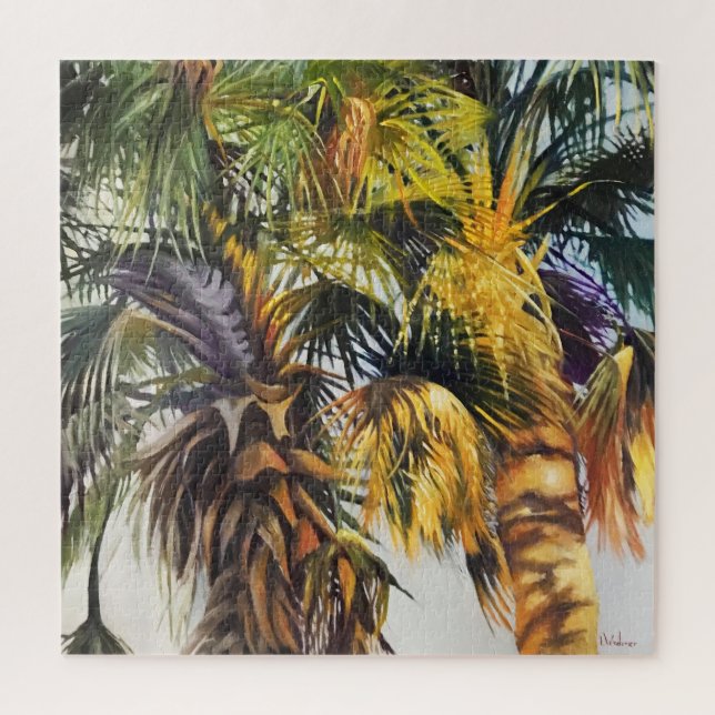 Palm Trees Colorful Impressionistic Painting Jigsaw Puzzle (Vertical)