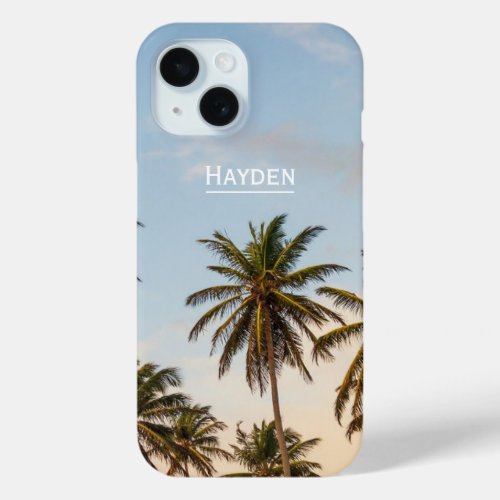 Palm Trees Cool Summer Photo Personalised iPhone 15 Case