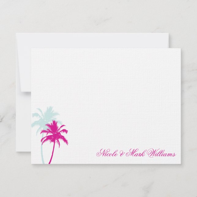 Palm Trees Custom Flat Thank You Cards (Front)
