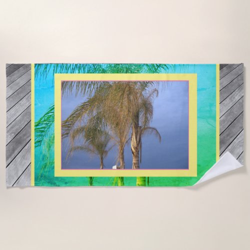Palm Trees Deck Boards Beach Towel