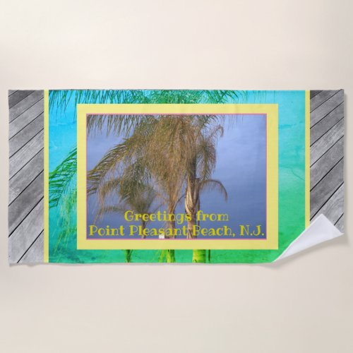 Palm Trees Deck Boards NJ Beach Towel