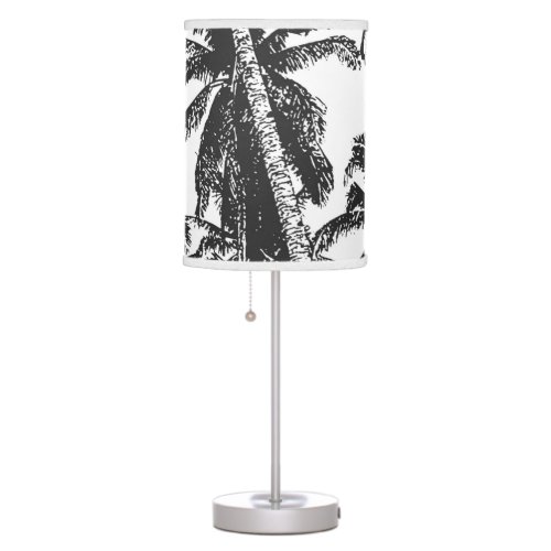 Palm Trees Design as Silhouette in Black and White Table Lamp