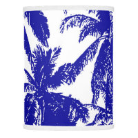 Palm Trees Design as Silhouette in Blue and White Lamp Shade