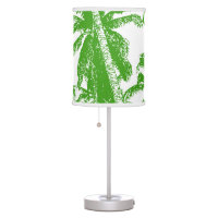 Palm Trees Design as Silhouette in Green and White Table Lamp