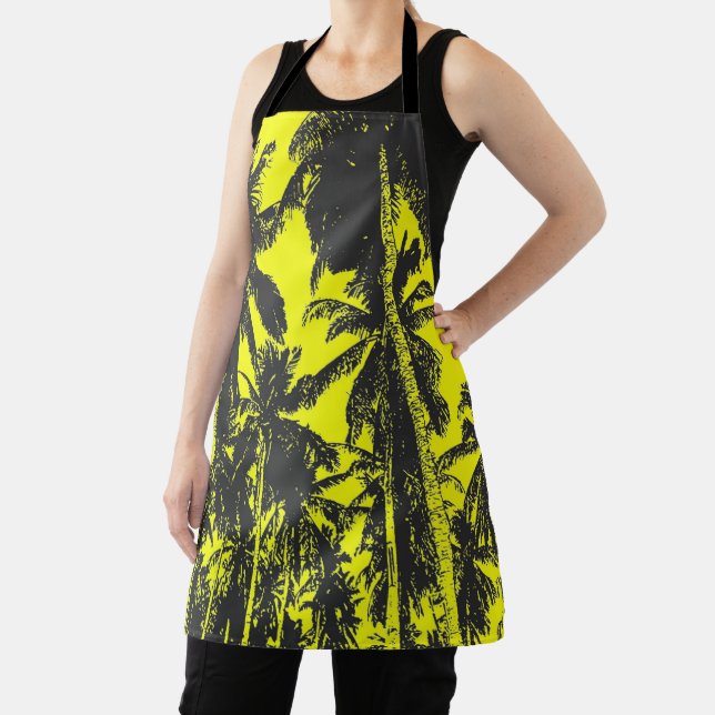 Palm Trees Design in Black and Yellow Apron (Insitu)