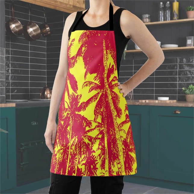 Palm Trees Design in Red and Yellow Apron (Creator Uploaded)
