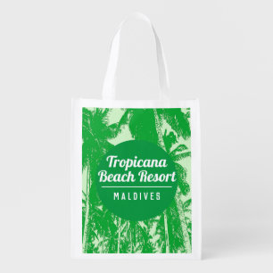 Palm Trees Design on a Beach Resort or Hotel Shop Grocery Bag