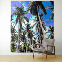 Palm Trees Design Posterized Effect Tapestry