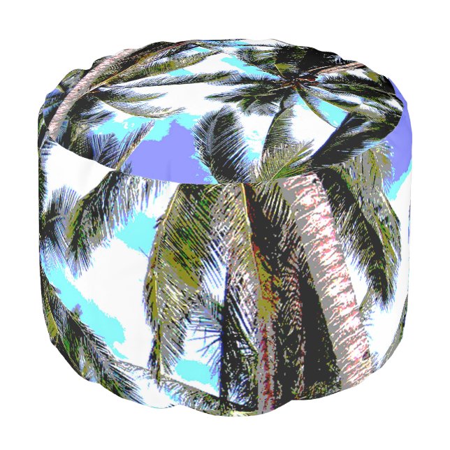 Palm Trees Design Pouf (Angled Front)