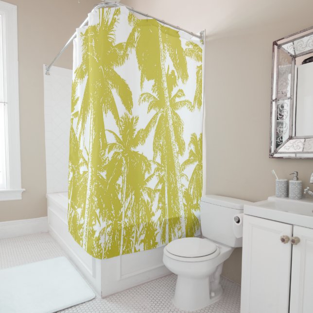 Palm Trees Design Shower Curtain (In Situ)