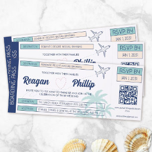 Palm Trees Destination Wedding Boarding Pass Raffle Tickets