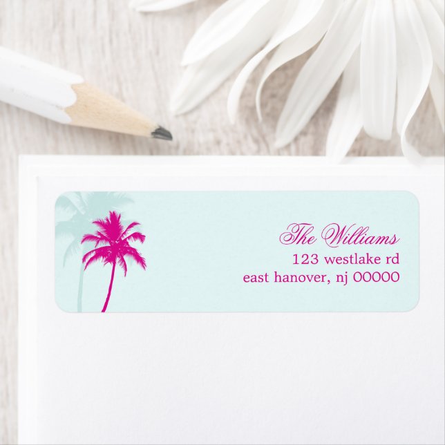 Palm Trees Destination Wedding Label (Insitu)