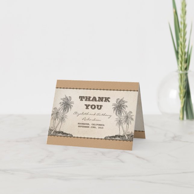 palm trees destination wedding thank you (Front)