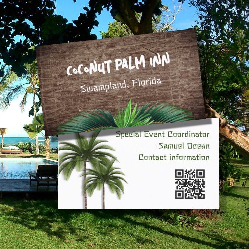 Palm Trees Double Sided QR code Business Cards