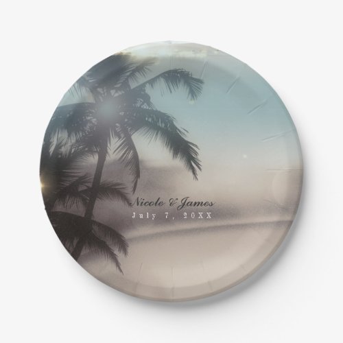 Palm Trees Elegant Chic Tropical Beach Party Paper Plates