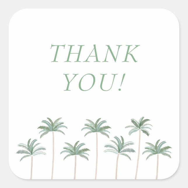 Palm Trees Elegant Thank You Sticker (Front)
