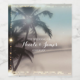 Palm Trees Elegant Tropical Beach Chic Wine Label