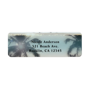 Palm Trees Elegant Tropical Beach Invitation Label