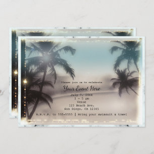 Palm Trees Elegant Tropical Beach Invitations